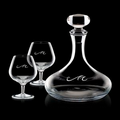 32 Oz. Stratford Crystalline Decanter w/ 2 Brandy Glasses